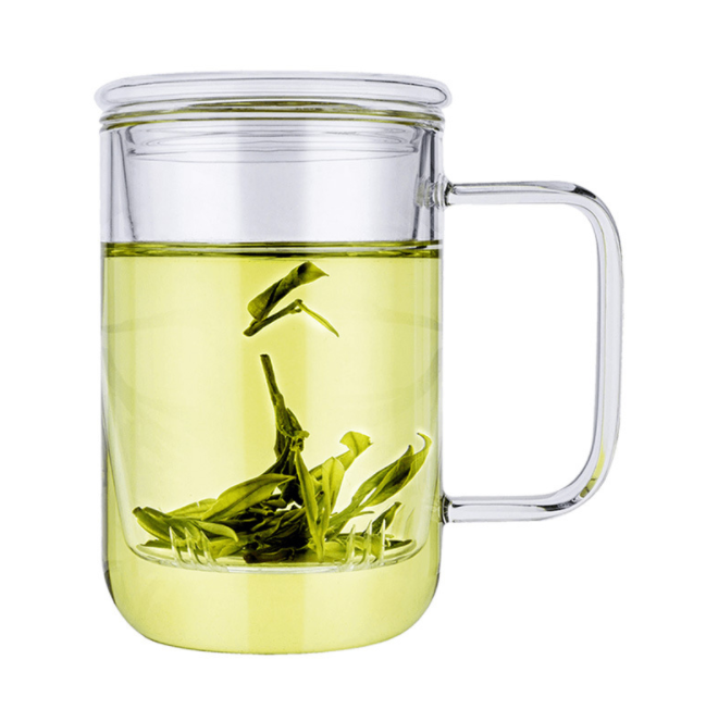 物生物君子杯创意玻璃杯 带盖透明办公过滤茶杯男士水杯