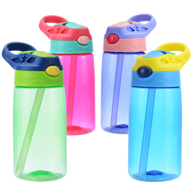 爆款创意礼品儿童吸管水杯塑料杯户外运动水壶杯子可定制