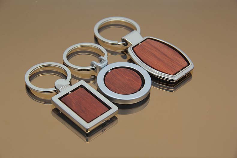 旋转榉木钥匙扣 方形椭圆 圆形木质小挂件 小礼品赠品 木头