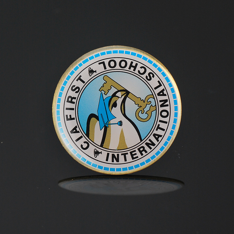 不锈钢印刷滴胶徽章 个性创意圆形胸章 志愿者胸牌定制