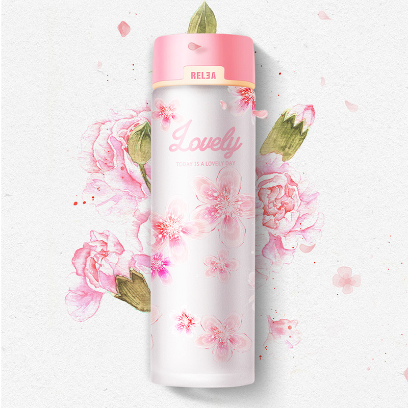 物生物玻璃杯女韩式便携可爱随手杯子学生韩版花漾水杯