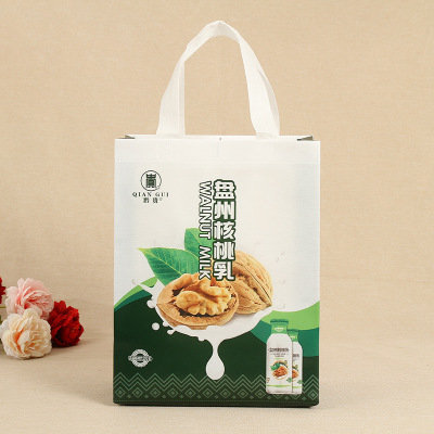 定制折叠彩印立体无纺布袋核桃乳饮料覆膜无纺布袋定做logo