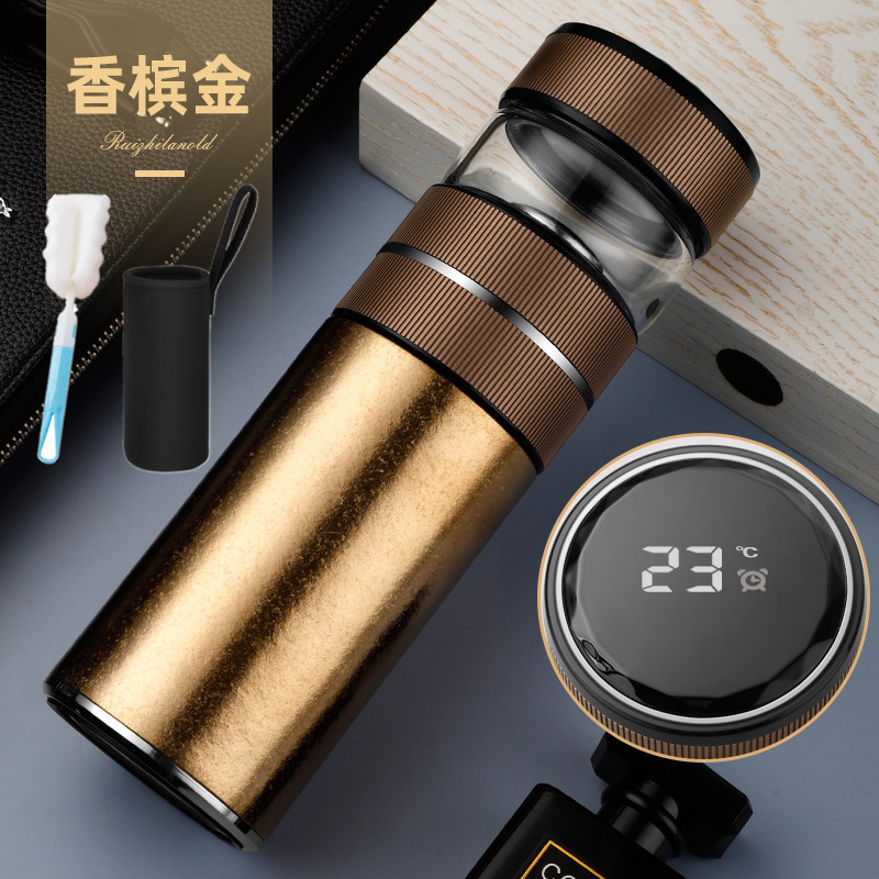 智能纯钛茶水分离保温杯