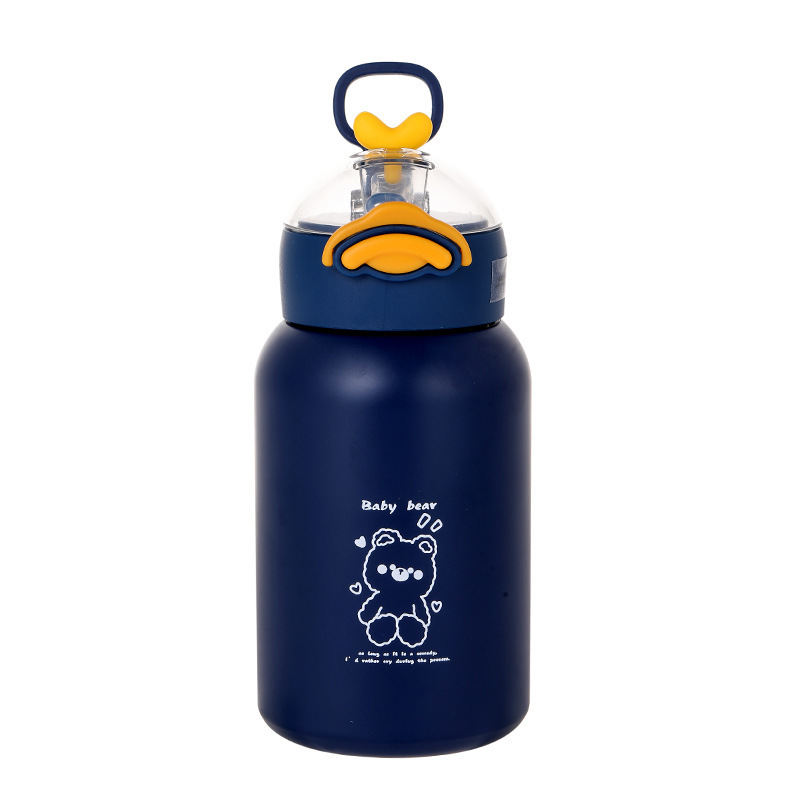 小黄鸭弹盖杯带吸管儿童吸管保温杯