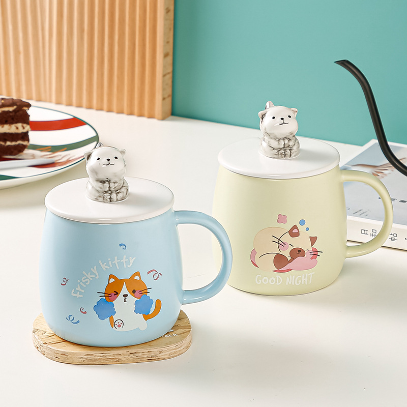 手绘立体猫咪陶瓷杯马克杯创意礼品时尚水杯定制