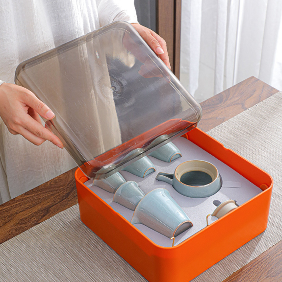 定制陶瓷功夫旅行茶具套装批发便携式全套收纳盒商务