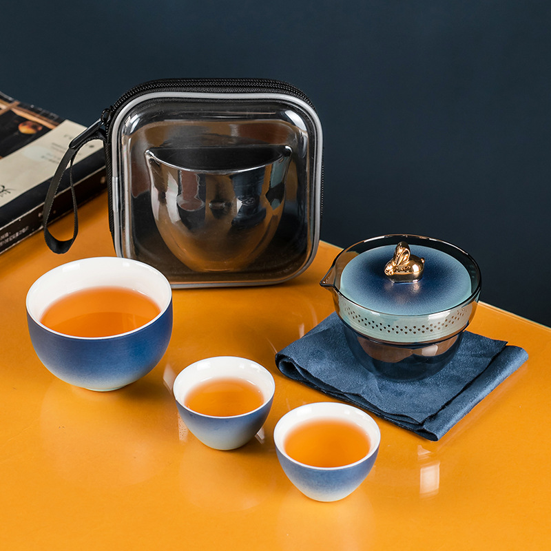 定制便携陶土快客杯收纳茶具旅行装