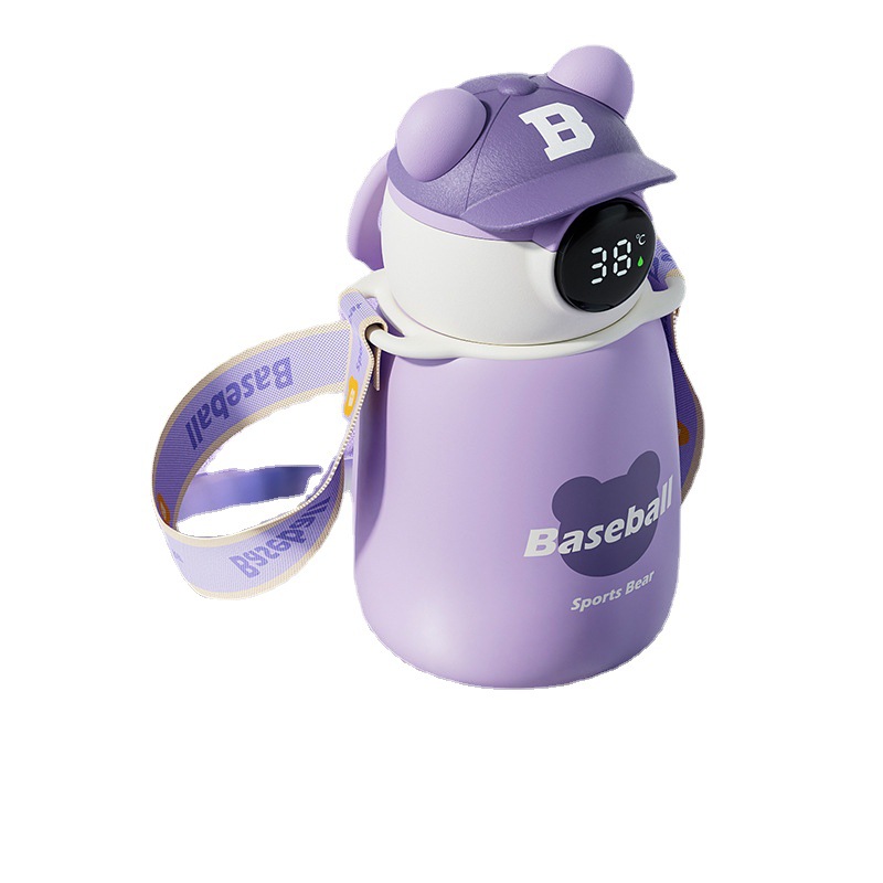 创意316不锈钢保温杯儿童可爱背带水杯智能显示杯定制